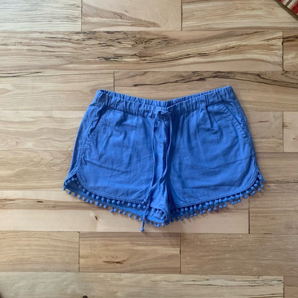 J Crew Blue Pom Pom Shorts Size M